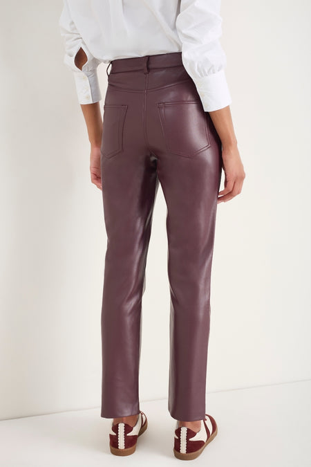 Josie Faux Leather Trouser - Merlot