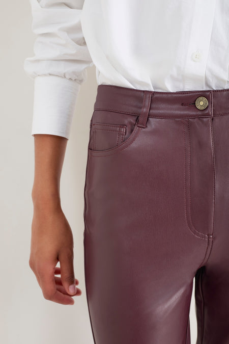 Josie Faux Leather Trouser - Merlot