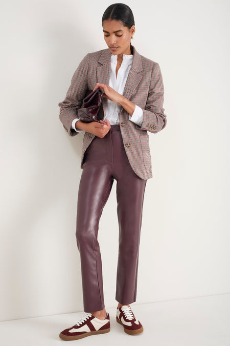 Josie Faux Leather Trouser - Merlot