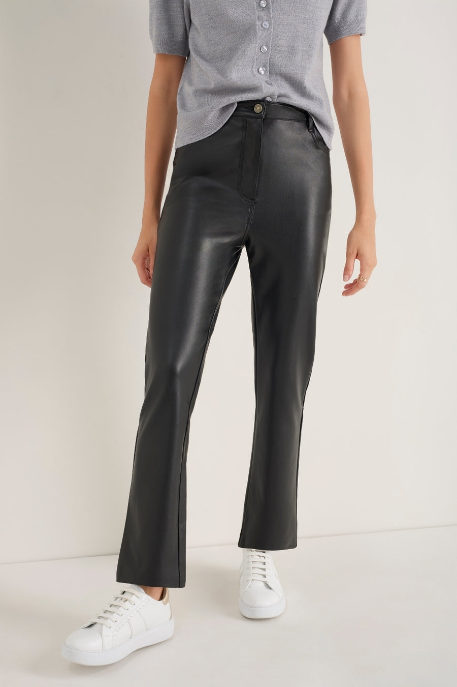 Josie Faux Leather Trouser - Black