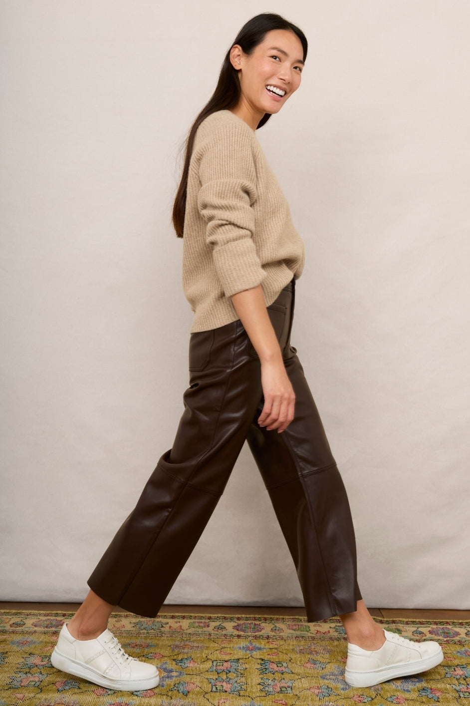 Jules Faux Leather Trousers - Bottle Green main image 0
