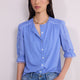 Juliette Lace Trim Jersey Mix Blouse - Blue