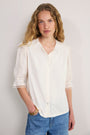 Juliette Lace Trim Jersey Mix Blouse - Ivory