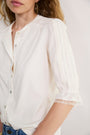 Juliette Lace Trim Jersey Mix Blouse - Ivory