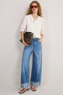 Juliette Lace Trim Jersey Mix Blouse - Ivory