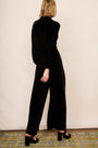 Luisa Silk Velvet Jumpsuit - Black
