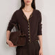 Katie Cashmere Cardigan - Chocolate Metallic Trim