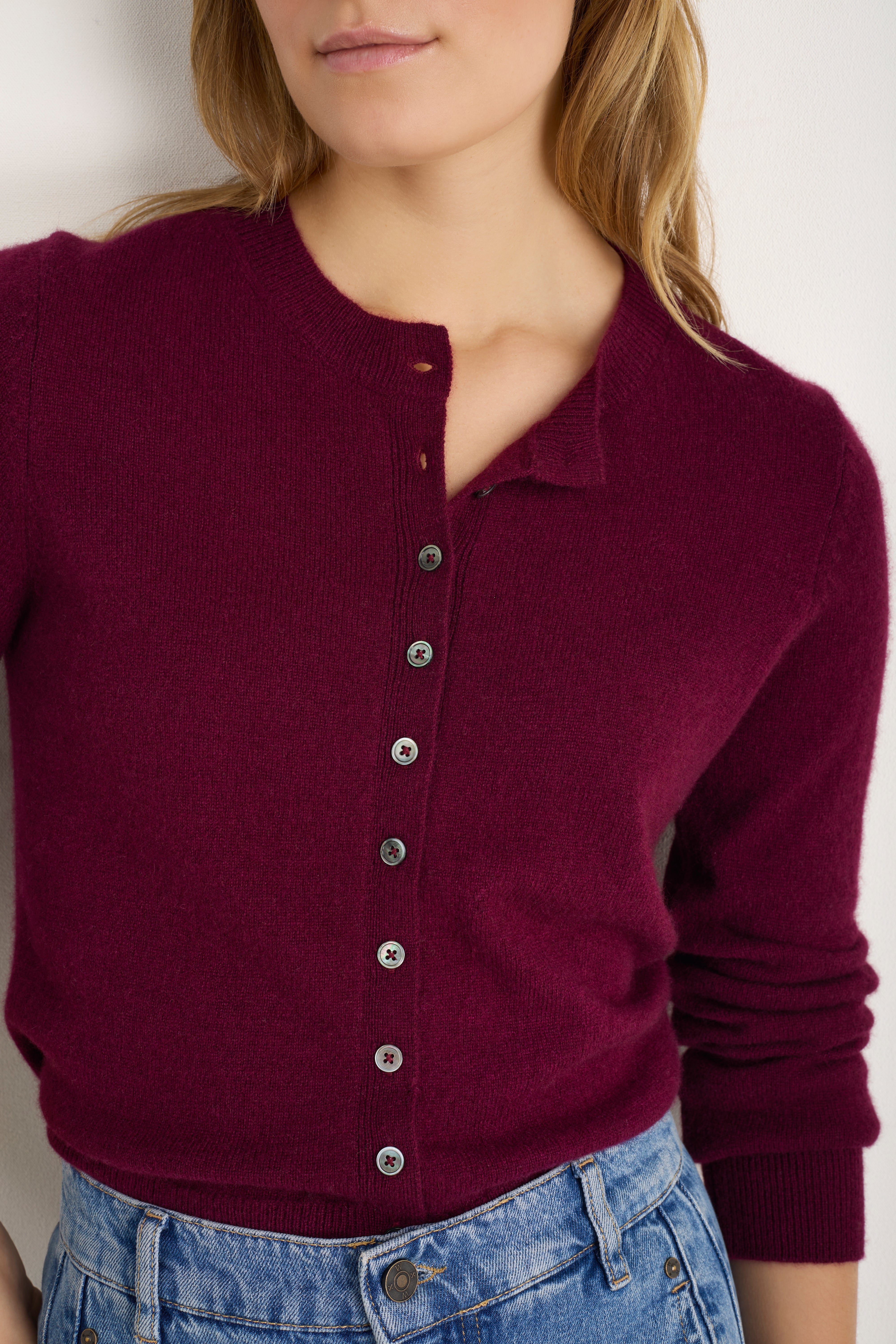 Katie Cashmere Cardigan - Deep Fig