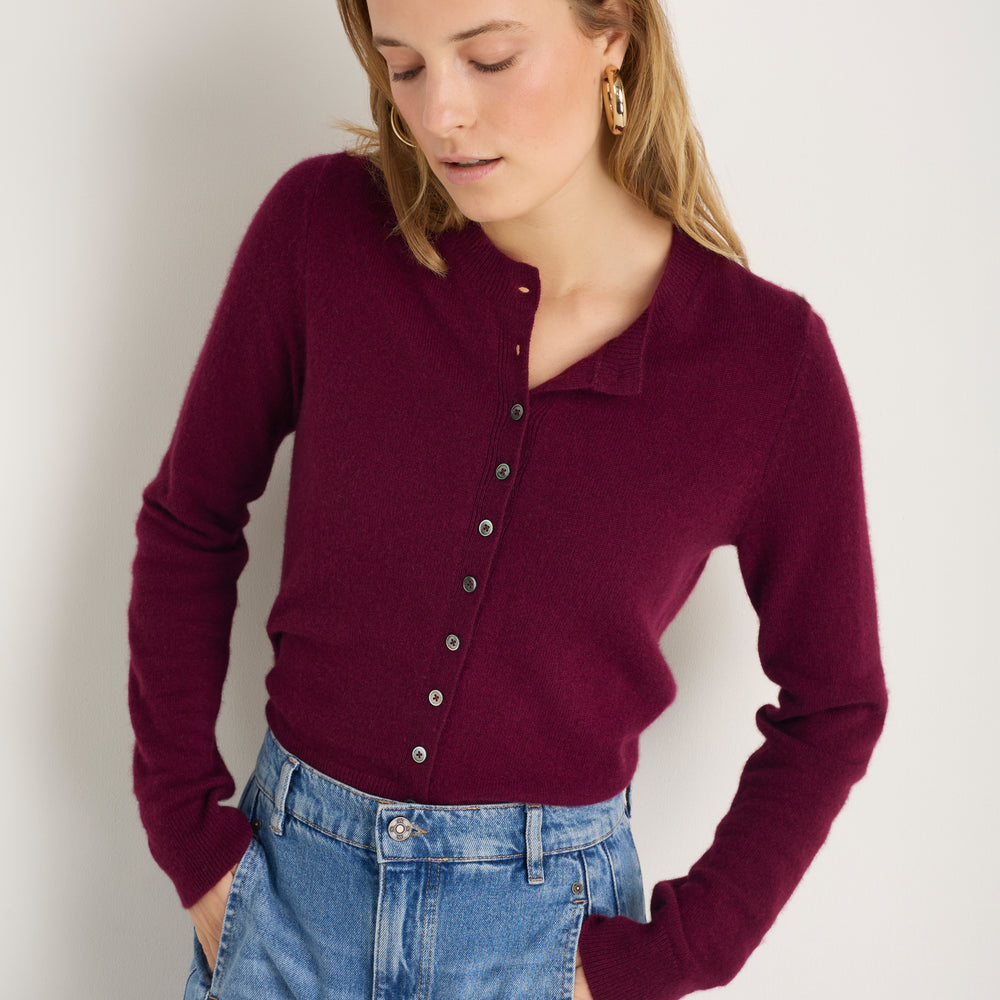 Katie Cashmere Cardigan - Deep Fig