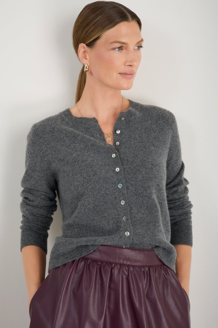 Katie Cashmere Cardigan - Grey Marl