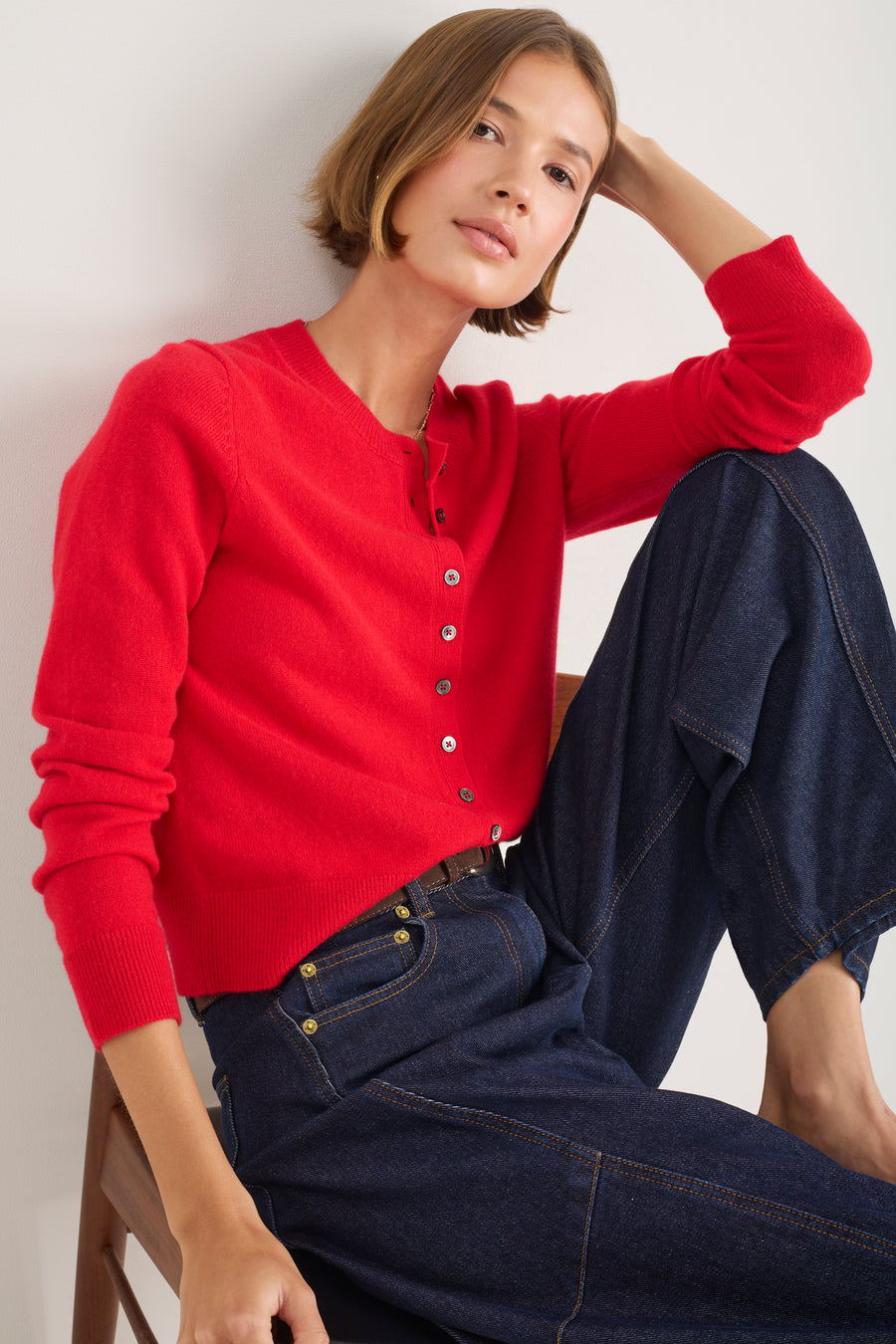 Katie Cashmere Cardigan - Poppy Red