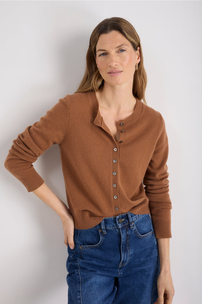 Katie Cashmere Cardigan - Toffee
