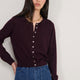 Katie Merino Cardigan - Aubergine