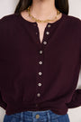 Katie Merino Cardigan - Aubergine