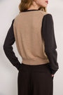 Katie Merino Cardigan - Chocolate/Oat Colourblock
