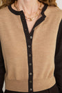 Katie Merino Cardigan - Chocolate/Oat Colourblock