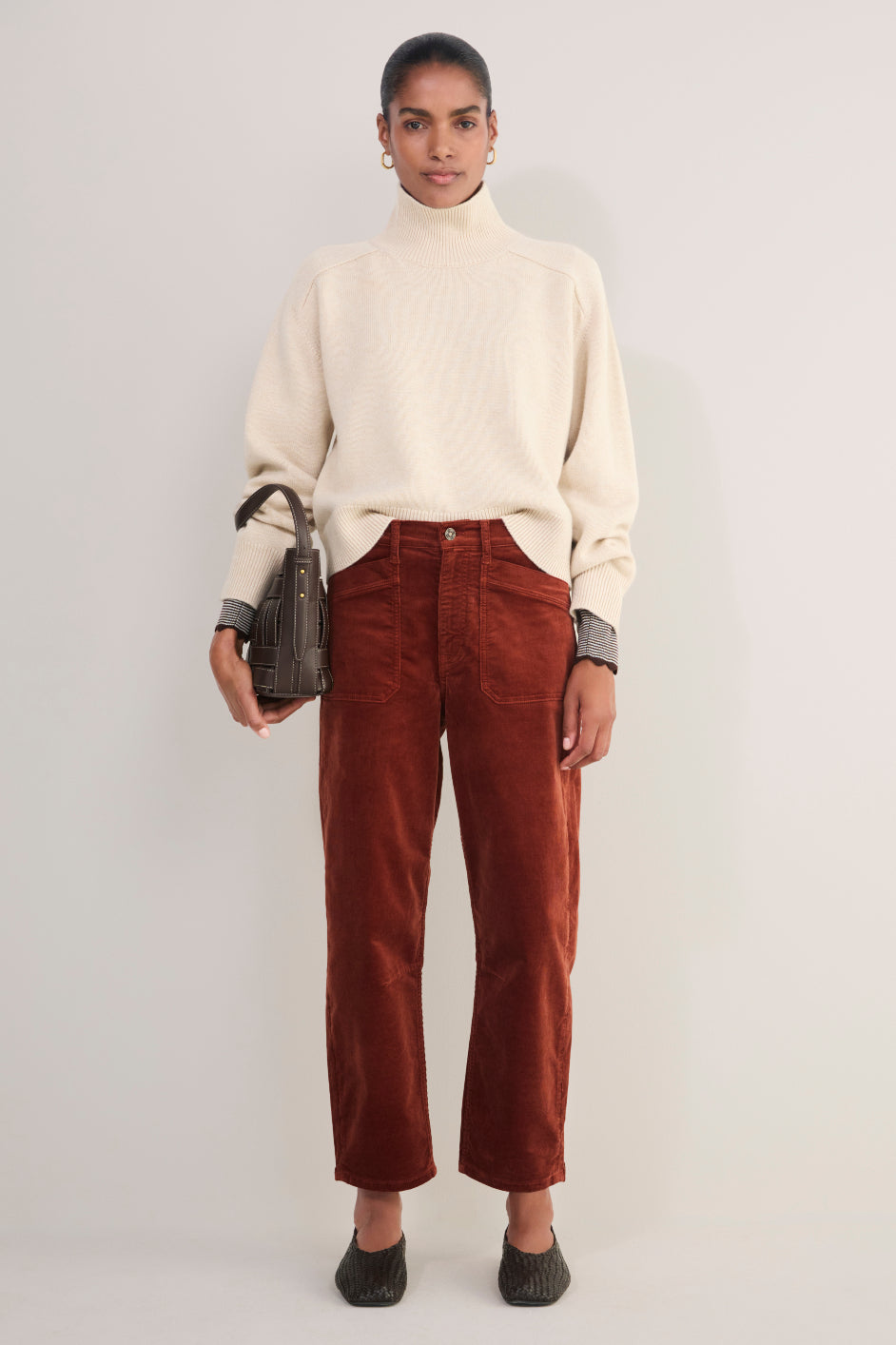 Kaya Cargo Barrel Cord Trouser - Cognac