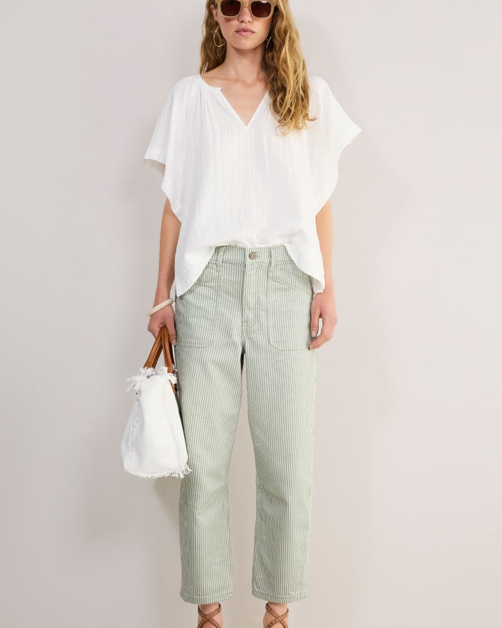 Kaya Cargo Barrel Jean - Olive Stripe