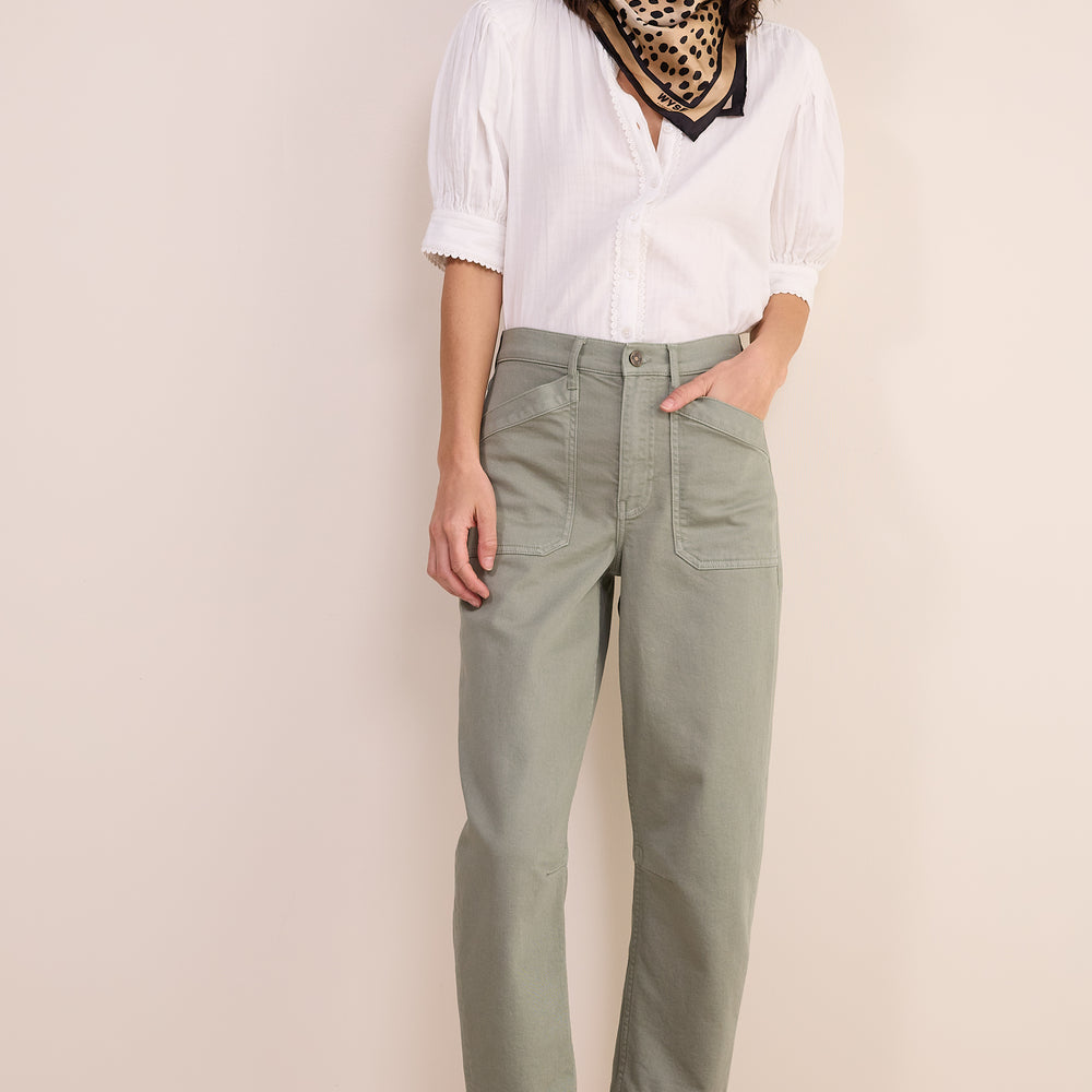 Kaya Cargo Barrel Jean - Sage Green