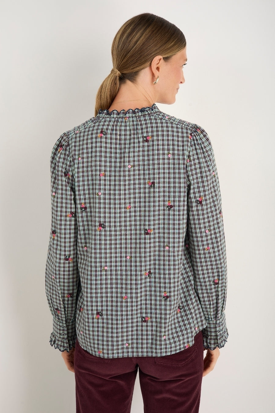 Keely Shirt - Check Embroidered