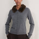 Lana Fur Collar Cardigan - Mid Grey Melange