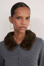 Lana Fur Collar Cardigan - Mid Grey Melange