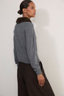 Lana Fur Collar Cardigan - Mid Grey Melange