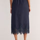 Lani Lace Trim Skirt - Navy Pinstripe