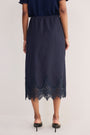 Lani Lace Trim Skirt - Navy Pinstripe