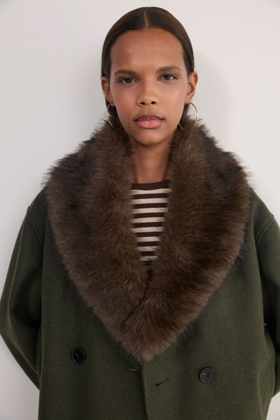 Lara Faux Fur Collar - Chocolate