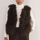 Lara Shaggy Faux Fur Reversible Gilet - Chocolate/Leopard