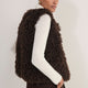 Lara Shaggy Faux Fur Reversible Gilet - Chocolate/Leopard