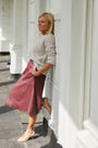 Lateisha Scallop Leather Skirt - Bordeaux