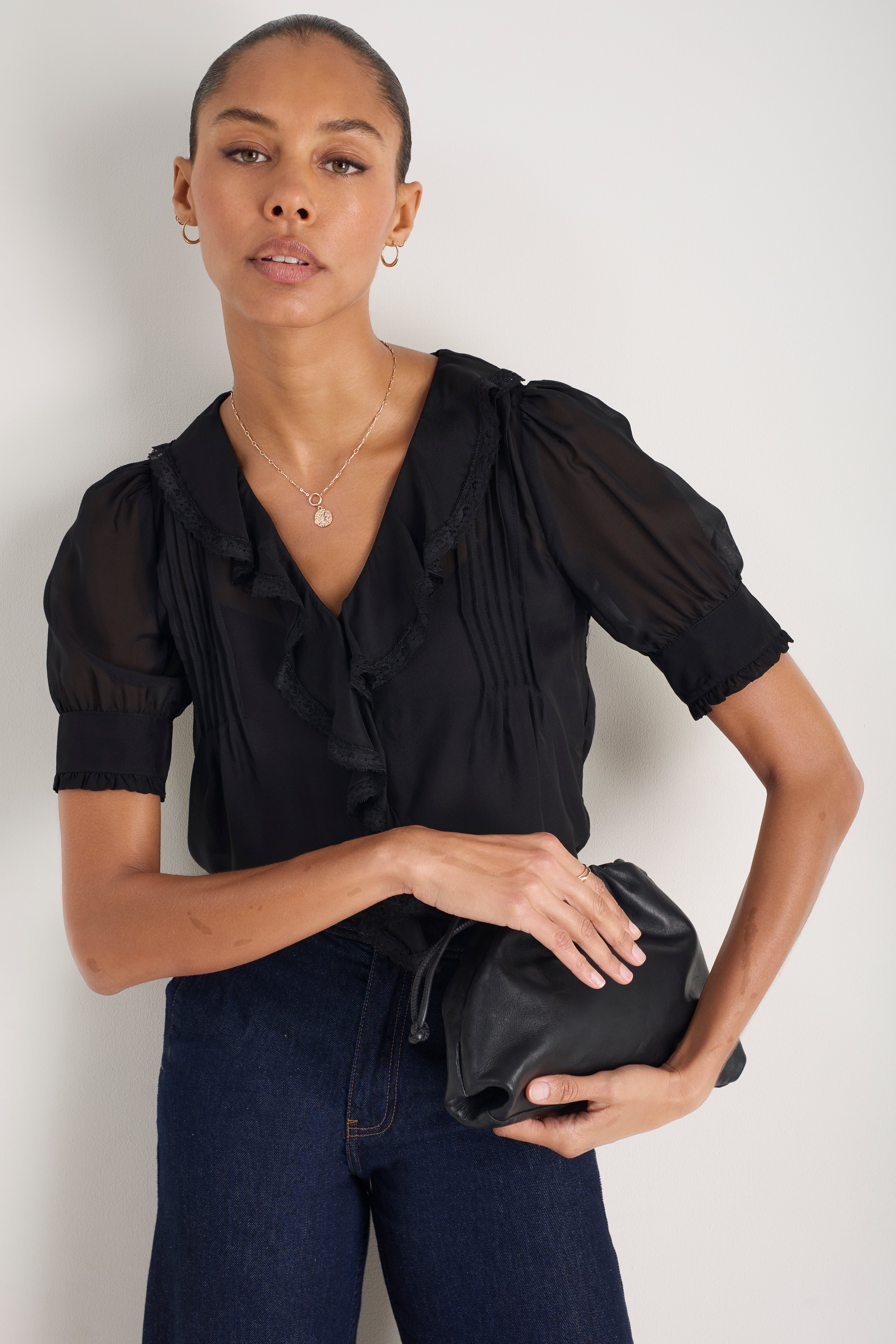 Laurent Silk Blouse - Black – WYSE London