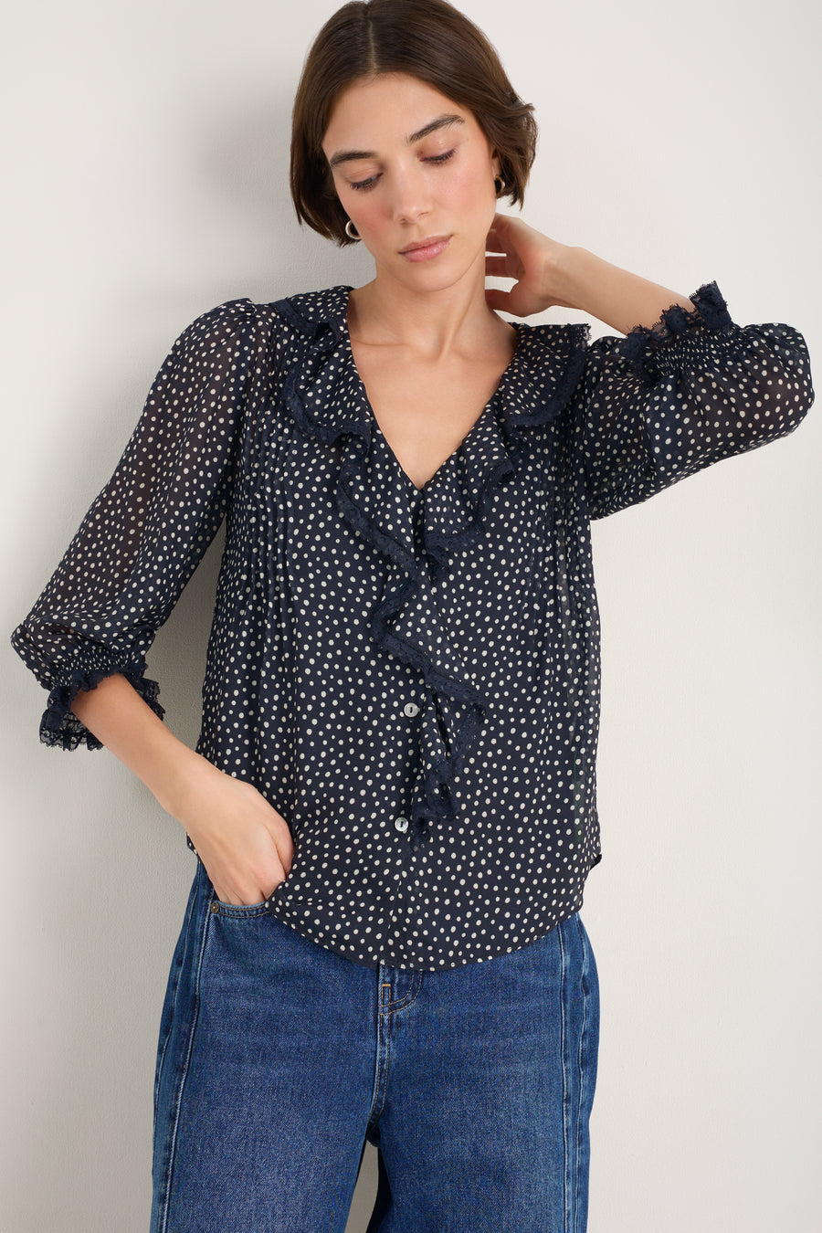 Laurent Silk Blouse - Midnight Spot