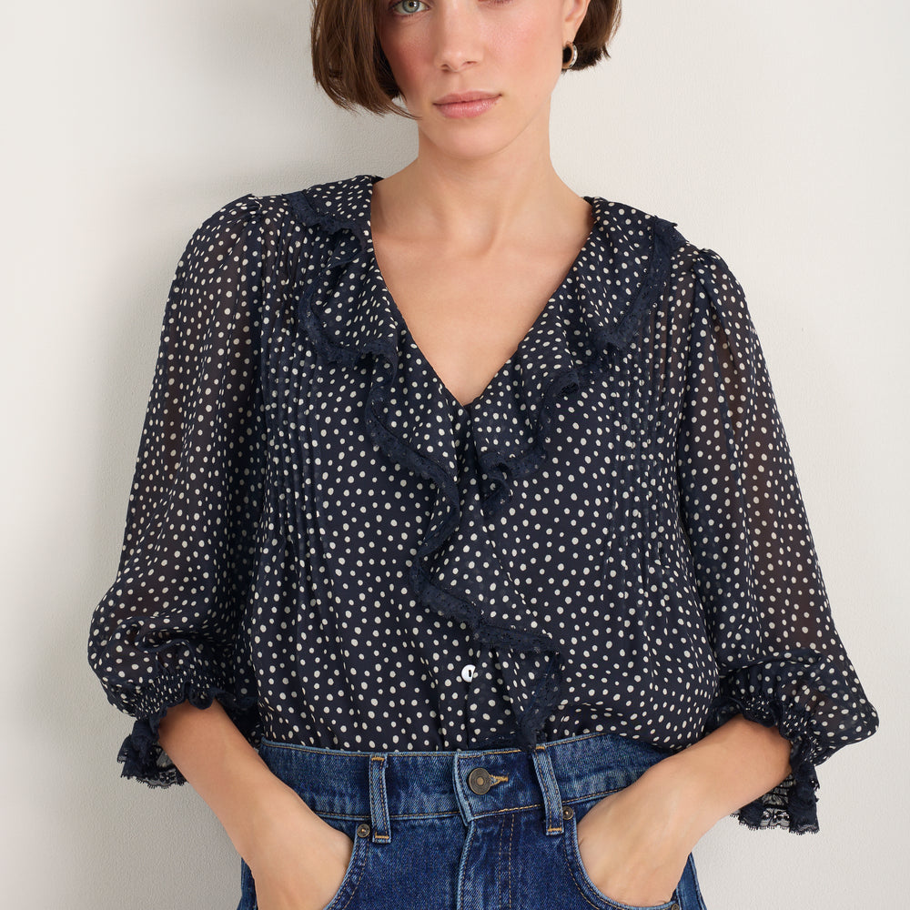 Laurent Silk Blouse - Midnight Spot