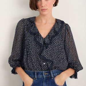 Laurent Silk Blouse - Midnight Spot