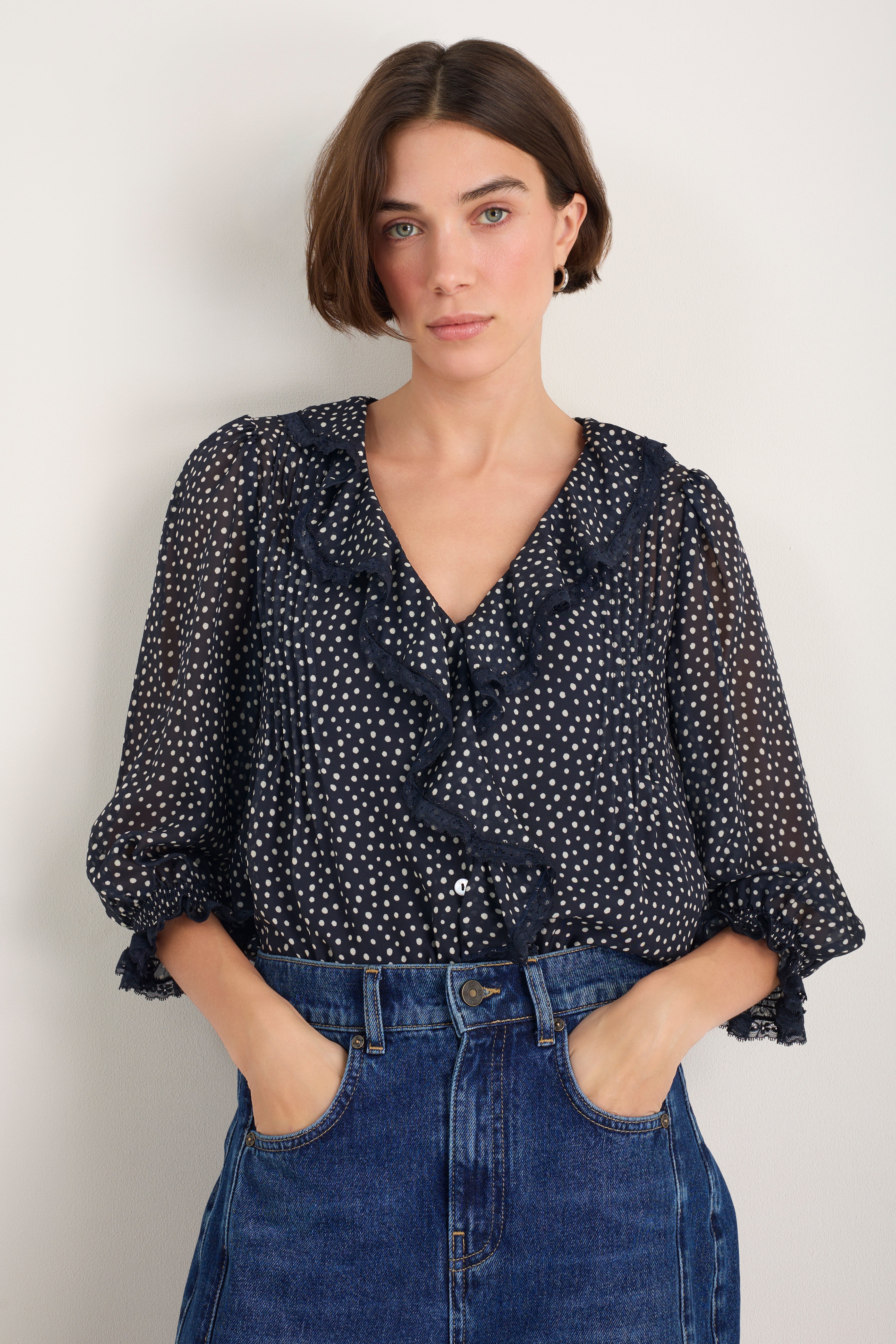 Laurent Silk Blouse - Midnight Spot