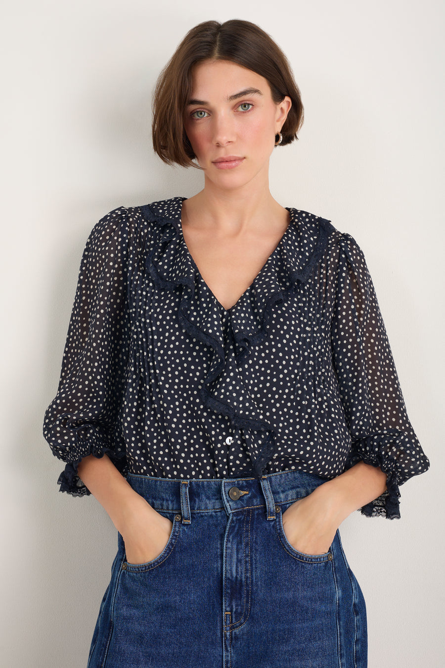 Laurent Silk Blouse - Midnight Spot