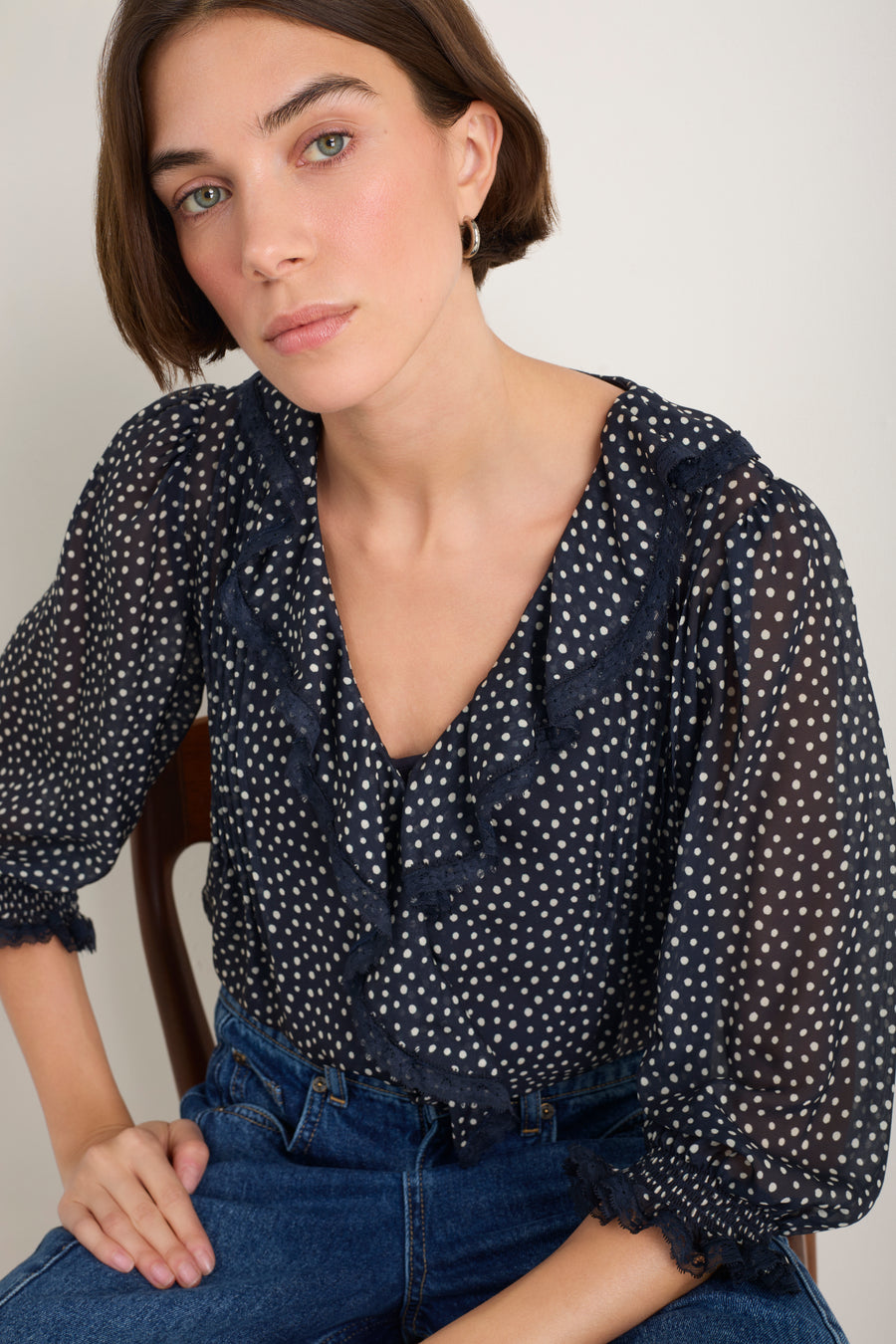 Laurent Silk Blouse - Midnight Spot