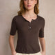 Layla Linen Top - Cocoa