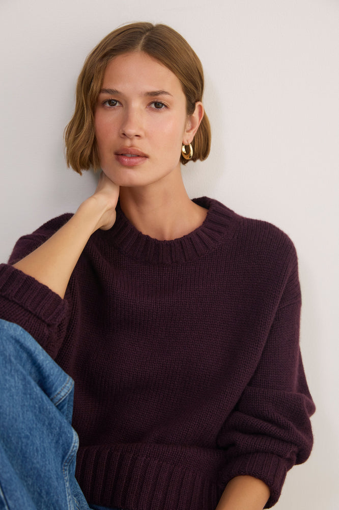 Liana Chunky Crew Neck Jumper - Aubergine