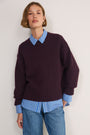 Liana Chunky Crew Neck Jumper - Aubergine
