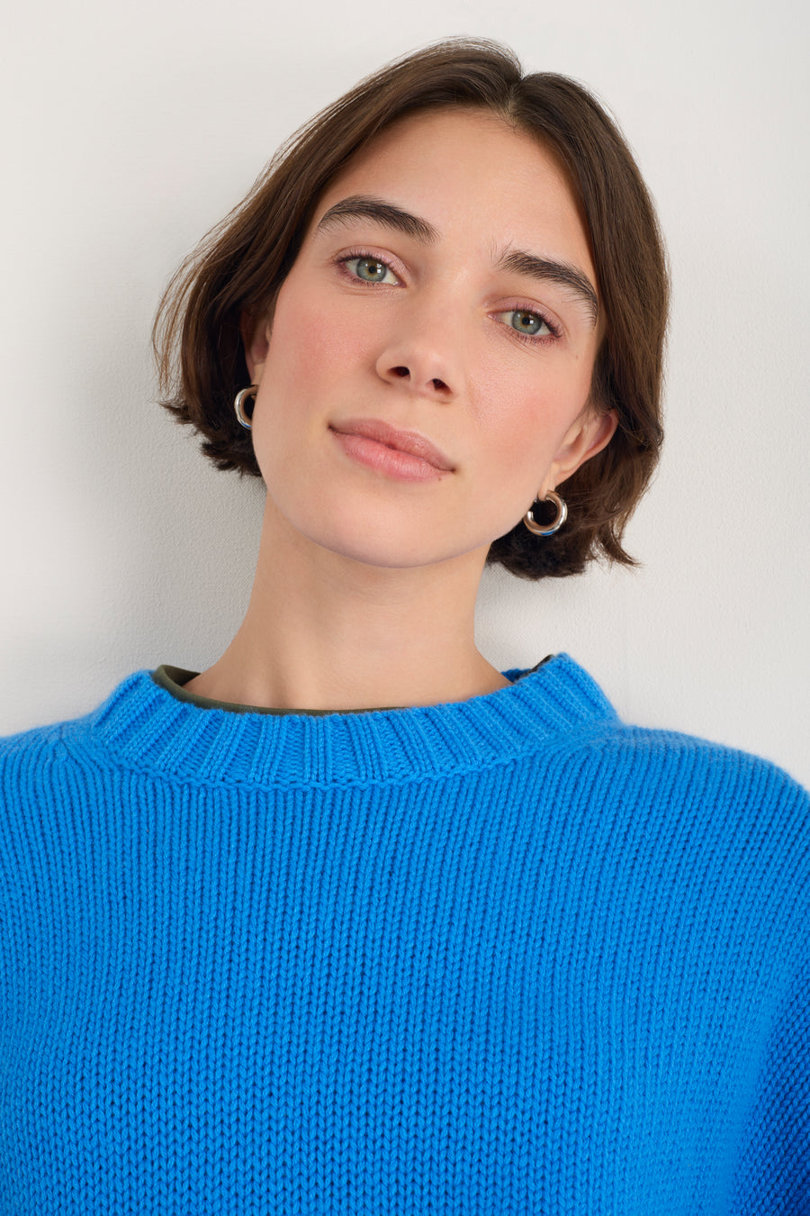 Liana Chunky Crew Neck Jumper - Azure Blue