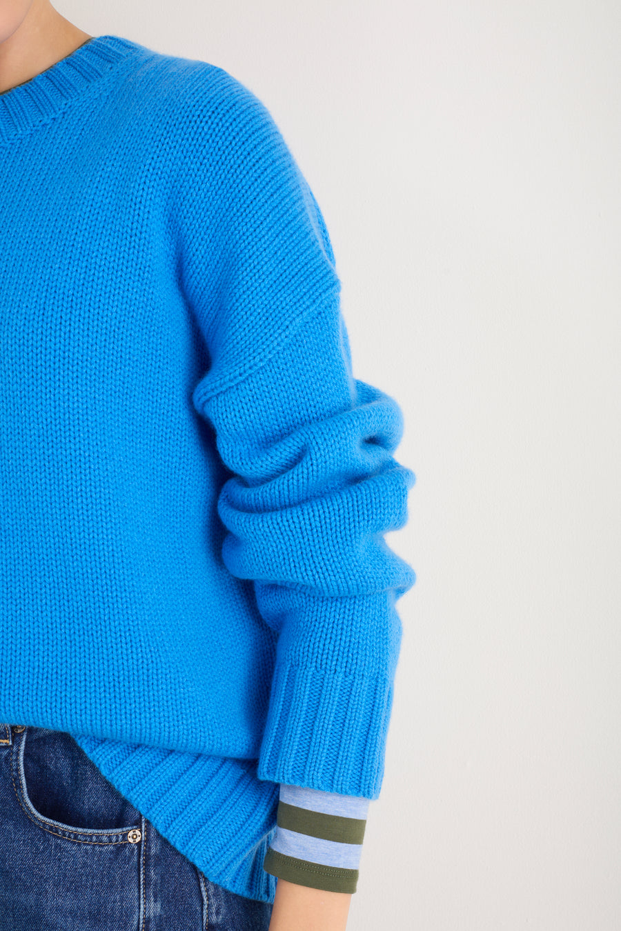 Liana Chunky Crew Neck Jumper - Azure Blue