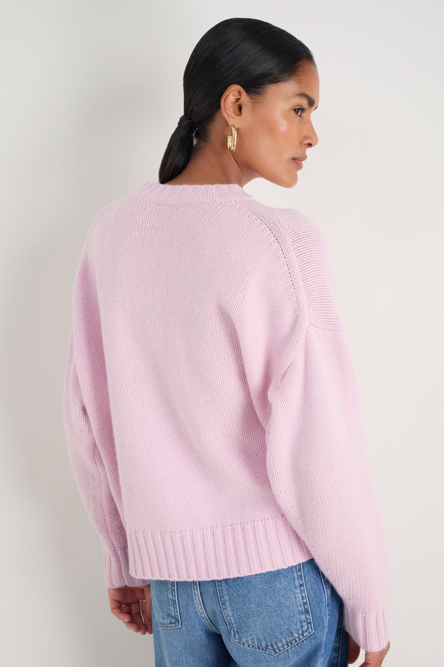 Liana Chunky Crew Neck Jumper - Blossom Pink