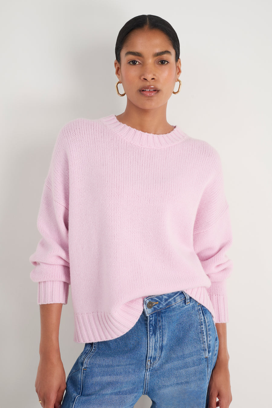 Liana Chunky Crew Neck Jumper - Blossom Pink