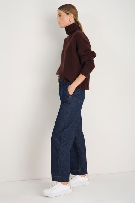 Liana Chunky Funnel Neck Jumper - Espresso