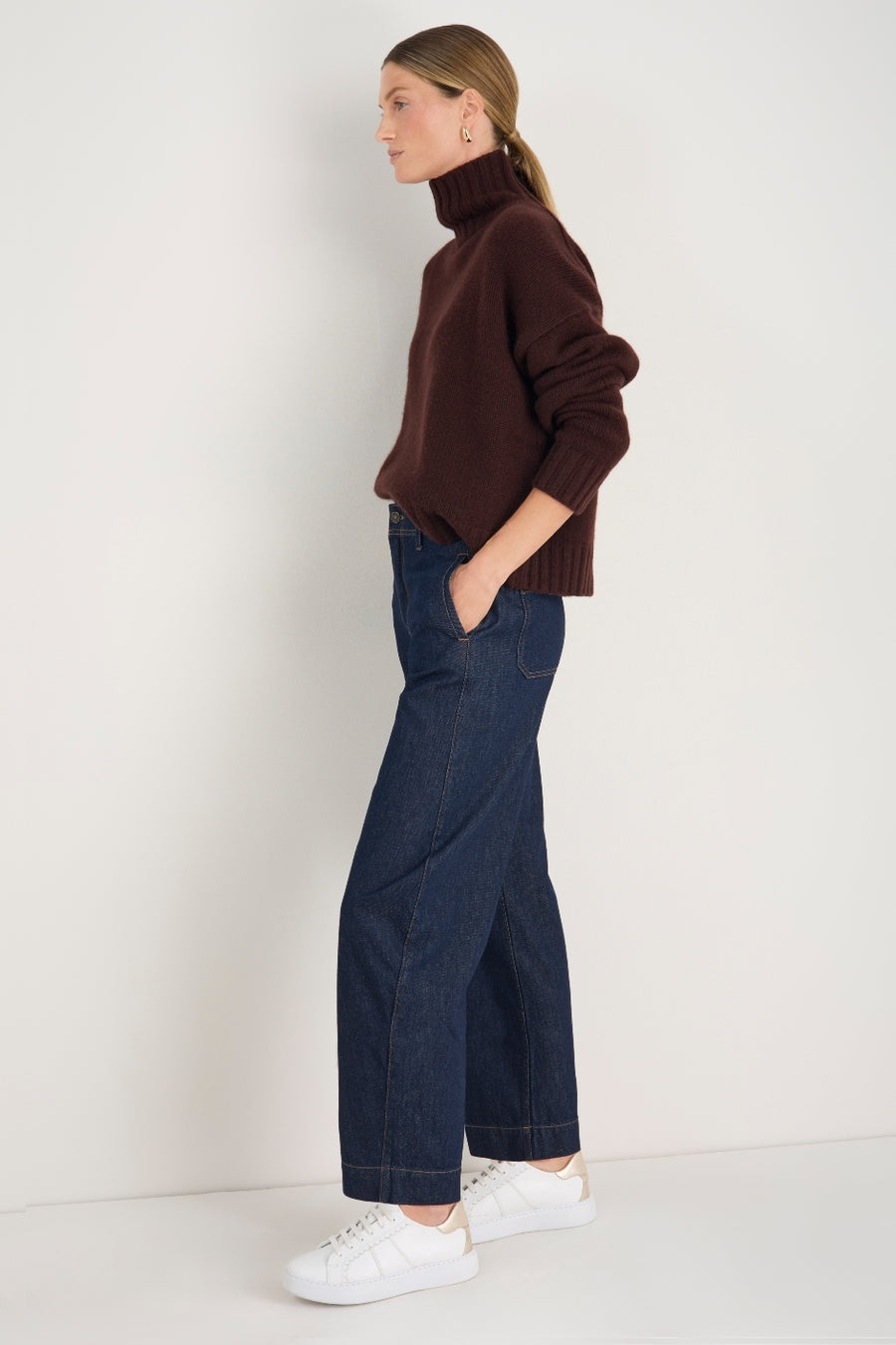 Liana Chunky Funnel Neck Jumper - Espresso