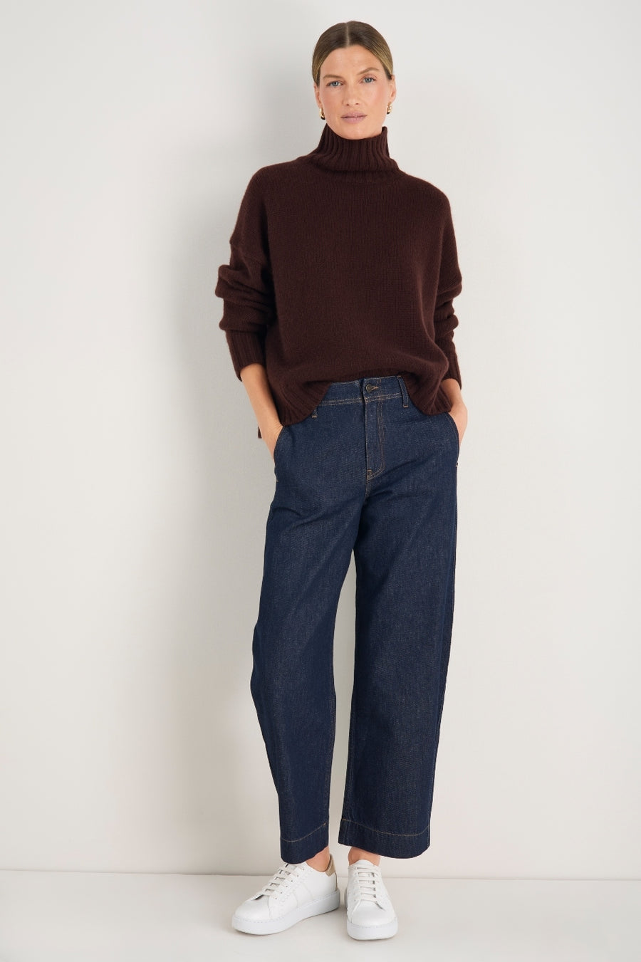 Liana Chunky Funnel Neck Jumper - Espresso